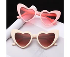 Sexy Cat Eye Love Heart Sunglasses Ladies Retro Big Frame Personality Sunglasses UV400 Protection Eyewear Anti Blue Light Glasse - Wine red