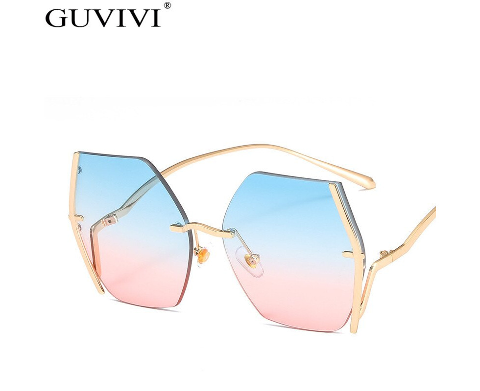Fullgren Trendy Oversized Square Rimless Sunglasses for Women Men UV400  Metal Sun Glasses