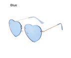 Rimless Heart Sunglasses Fashion Love Heart Sun Glasses for Women Trending Party Halloween Cosplay Glasses - Blue