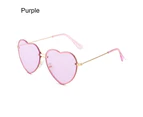 Rimless Heart Sunglasses Fashion Love Heart Sun Glasses for Women Trending Party Halloween Cosplay Glasses - Purple