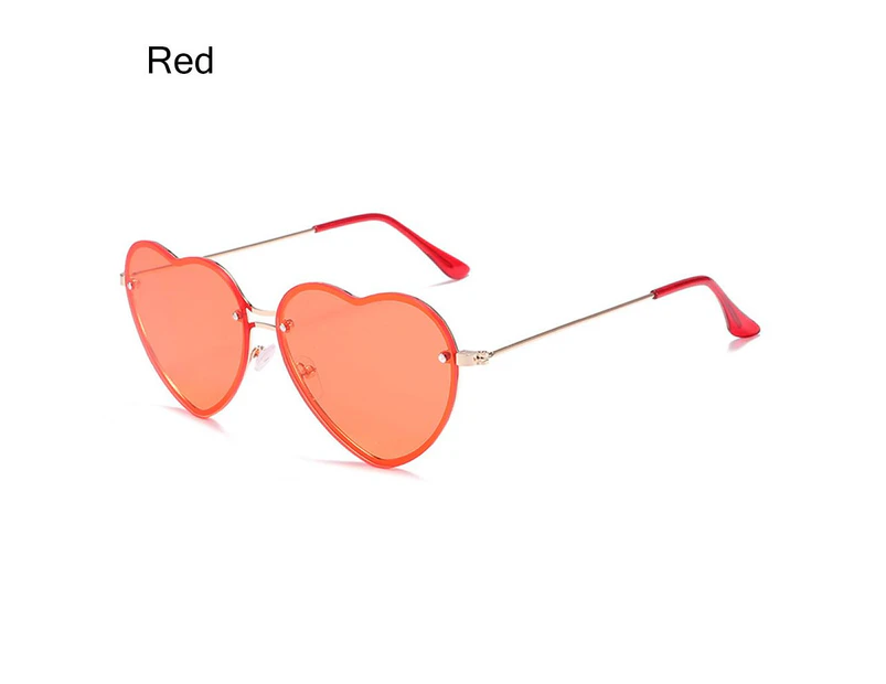 Rimless Heart Sunglasses Fashion Love Heart Sun Glasses for Women Trending Party Halloween Cosplay Glasses - Red