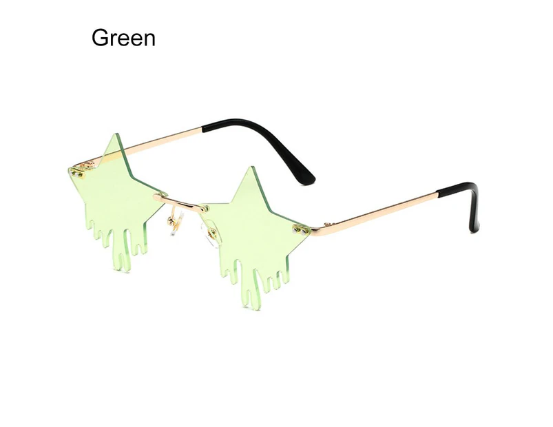 Funny Clouds Star Shaped Eyeglasses Trendy Tassel Sunglasses Retro Rimless Shades Sun Glasses Steampunk Sunglasses UV400 - Star tear-green