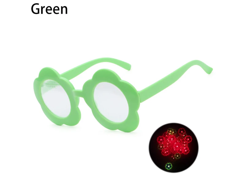 Love Heart Shaped Effects Glasses Watch The Lights Change to Heart Shape At Night Diffraction Glasses Women Fashion Sunglasses - Sunflower-green