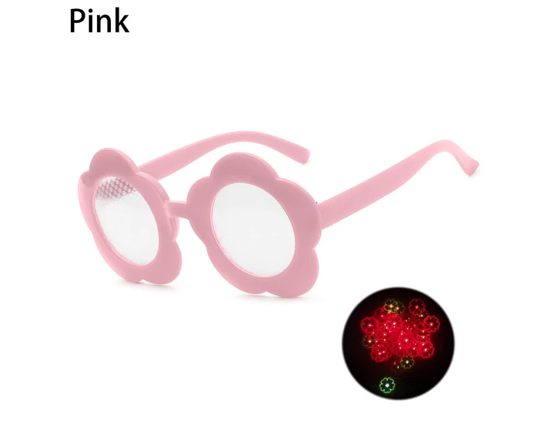 Love Heart Shaped Effects Glasses Watch The Lights Change to Heart Shape At Night Diffraction Glasses Women Fashion Sunglasses - Sunflower-pink