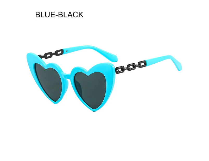 Ladies Sexy Cat Eye Love Heart Sunglasses Retro Big Frame Personality Sunglasses UV400 Protection Eyewear Anti Blue Light Glasse - BLUE-BLACK