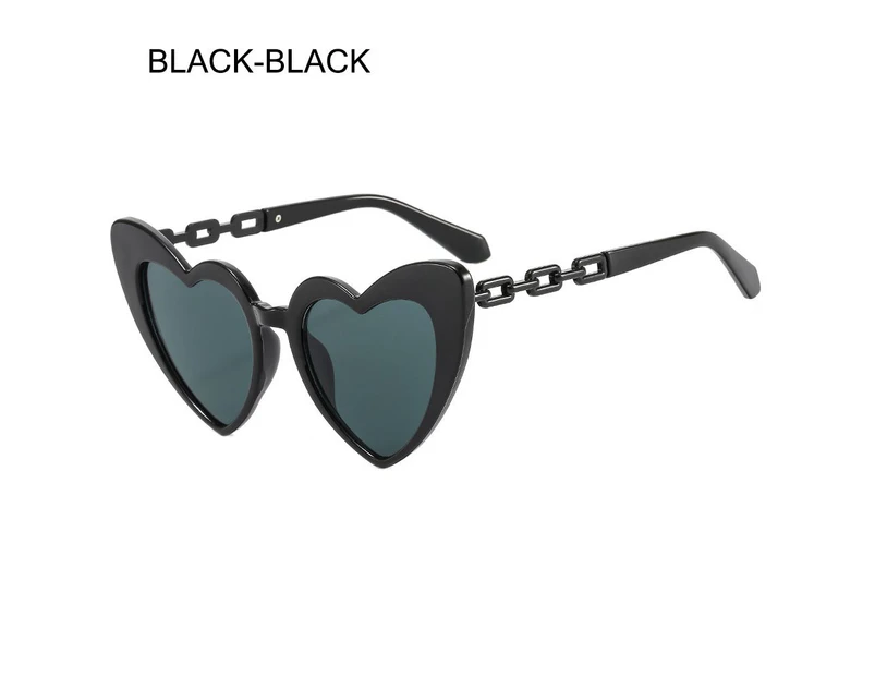 Ladies Sexy Cat Eye Love Heart Sunglasses Retro Big Frame Personality Sunglasses UV400 Protection Eyewear Anti Blue Light Glasse - BLACK-BLACK