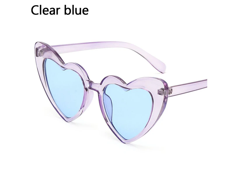 Heart Sunglasses Women Brand Designer Cat Eye Sun Glasses Female Retro Love Heart Shaped Glasses Ladies UV400 Protection - Clear blue