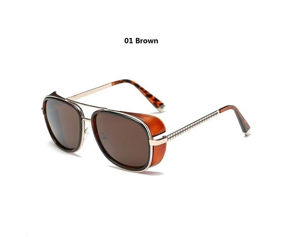 Men's Steampunk Sunglasses Iron Man 3 TONY stark Retro Sun Glasses Male Brand Designer Women Sunglasses Windproof Goggles UV400 - Brown