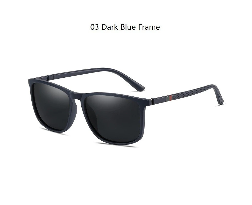 Luxury Men's Square Vintage Polarized Sunglasses Women Men Brand Designer Sun Glasses Fashion Driving Travel Retro Eyewear UV400 - Dark Blue Frame