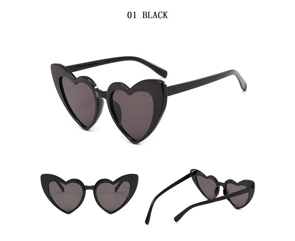 Women Heart Effect Glasses Fashionable Heart Lenses Sunglasses For Women Driving Sunglass Female Pink Sun Glasses UV400 Eyewear - BLACK