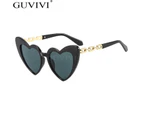 Steampunk Love Heart Sunglasses Ins Fashion Cat Eye Vintage Eyeglasses Unique Hollow Link Chain Arm Shades Valentine's Day Gift - Style- A