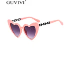 Steampunk Love Heart Sunglasses Ins Fashion Cat Eye Vintage Eyeglasses Unique Hollow Link Chain Arm Shades Valentine's Day Gift - Style- F