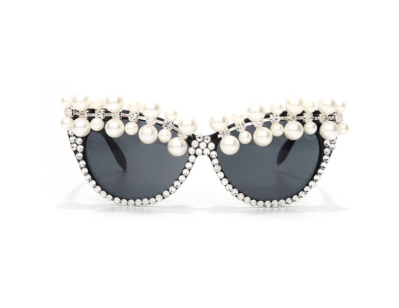 Cat Eye Rhinestone Sunglasses Women 2020 Vintage Pearl Sunglasses Men Luxury Brand Designer Sunglasses Retro Diamond Glasses - Style- A