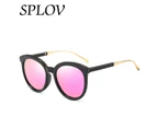 2017 New Cat Eye Polarized Sunglasses Color Film Anti UV Sunglasses Flowers Aviation Sun Glasses Women Brand Designer - Black Pink