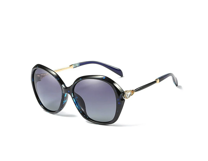 2017 Cat Eye Polarized Sunglasses Color Film Anti UV Sunglasses Flowers Aviation Sun Glasses Women Brand Designer UV400 - Flower DoubleGray