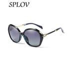 2017 Cat Eye Polarized Sunglasses Color Film Anti UV Sunglasses Flowers Aviation Sun Glasses Women Brand Designer UV400 - Flower DoubleGray
