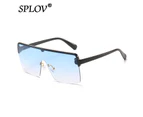 New Big Frame Women Sunglasses Men One Piece Square Sun Glasses Half Frame Gradient Lens Retro Driving Shades UV400 - Trans Orange