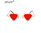 SPLOV Steampunk Triangle Sunglasses Vintage Hollow Metal Frame Sun Glasses Brand Designer Personlity Eyewear Oculos De Sol UV400 - BlackRed