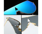 2017 Siamese Fashion Men Sunglasses Male Big Frame Colorfull lunettes de soleil homme Brand designer sunglasses with box Metal - Sliver Blue