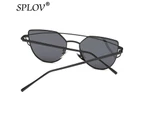 SPLOV 2018 New Arrival Cat Eye Polarized Sunglasses Women Brand Designer double Beams Glasses Coating Mirrored  Female Eyewear - Silver Silver