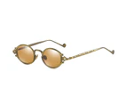 Street Fashion SteamPunk Sunglasses Men Women Round Metal Retro Sun Glasses Stylish Carve Pattern Design Shades Oculos de Sol - Bronze Brown