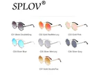 SPLOV Women Sunglasses Mirror Round lens Shades Metal Frame Sun glasses Women Brand Designer Summer Style Double Circle Eyewear - Gold DoubleTea