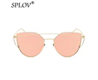 SPLOV Fashion Cat Eye Polarized Sunglasses for Women Vintage Double Beams Metal Frame Sun Glasses Female Driving Glasses UV400 - Black Grey W