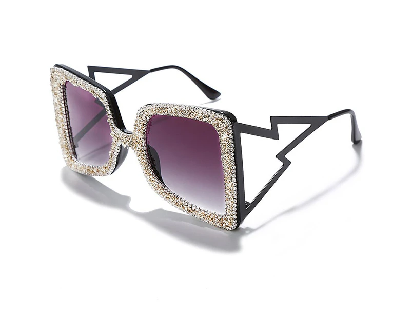 Oversized Rhinestone Sunglasses Women 2020 Steampunk Diamond Sunglasses Square Punk Eyeglasses Gradient Handmade Sunglasses Men - Style- C
