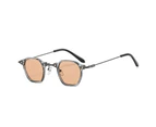 New Square Round Sunglasses Men Women Retro Steam Punk Shades Gradient Glasses Clear Lens Vintage Driving Eyewear Ocean Color - Grey Champagne