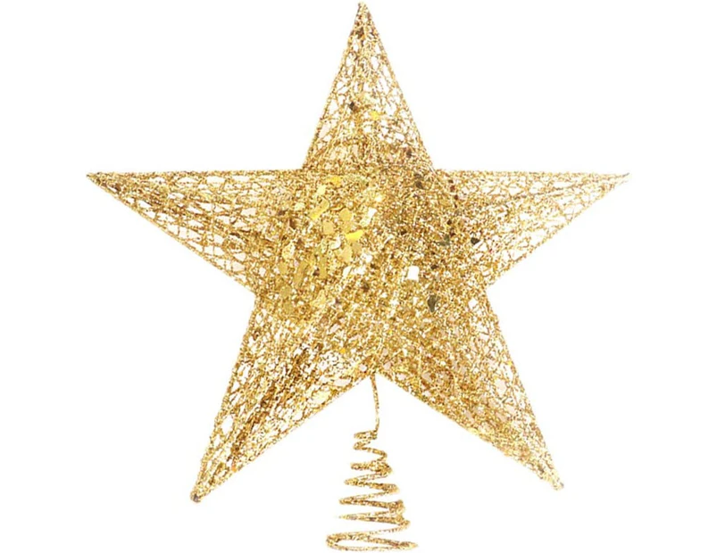 Topper Christmas Tree Star Christmas Decoration Topper Paillette Hanging Christmas Tree Decoration(Gold 15cm)