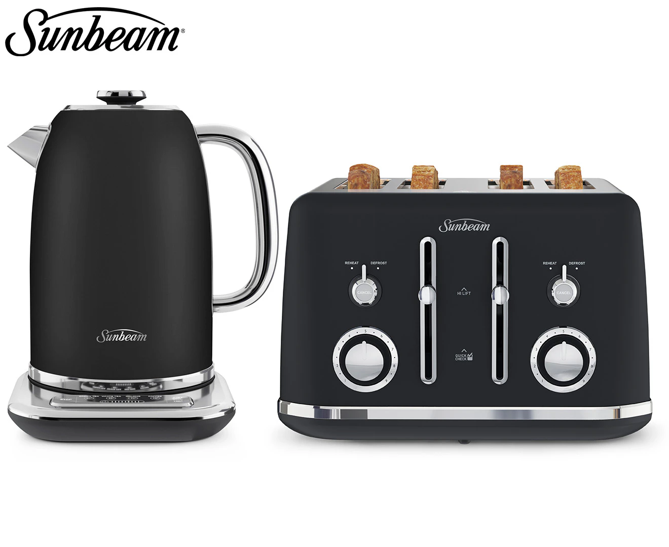 Sunbeam Alinea Select 1.7L Kettle & 4-Slice Toaster - Dark Canyon Black