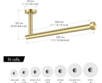 Kitchen Paper Towel Holder Brushed Brass for 11-Inch Long Paper Towel Roll Wall Mount Dispenser SUS 304 Stainless Steel