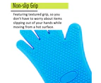 Heat Resistant Gloves BBQ Kitchen Silicone Oven Gloves, Safe Handling of Pots and Pans for Barbecue, Cooking, Baking - Blue