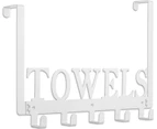 Towel Hooks Over The Door Hooks Hangers Wall Mount Towel Rack Towel Holder (White)