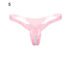 Hot Sexy Faux Pearl String Massage Open Crotch Underwear Briefs Lady G-String-Pink - Pink