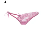 Sexy Women Lace Flower V-string T-back G-string Thongs Panties Underwear-Pink - Pink