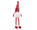 Children Christmas Toy Realistic Glowing with Light Festive Long Legs Kids Gift Cloth Gnomes Figurines Decoration Toy for Festival-Red