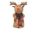 Electric Music Toy with Music Cute Wearing A Scarf Decoration Cloth Nerdy Electric Music Elk Doll for Festival Party-Camel L