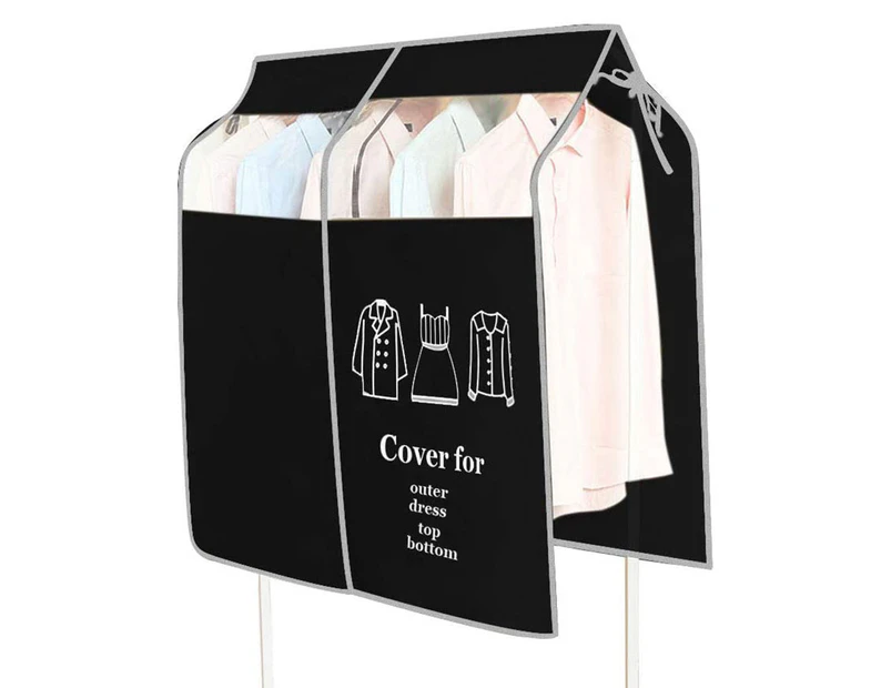 Upgrade Dustproof Clothes Rack Cover Expandable Hanging Closet Cover Shoulder , Black