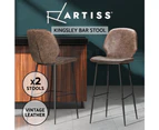 Artiss Bar Stools Kitchen Stool Barstool Dining Chairs Leather Brown Kingsley