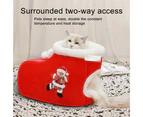 1 Set Pet Bed Boot Shape with Mat Thickening Pet Cat Warm Cushion Nest Cat Supplies-Red S