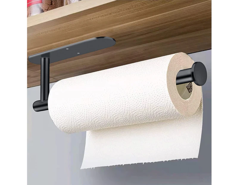 Upgrade Paper Towel Holders - Under Cabinet Paper Towel Roll Rack Mount Vertic, Black