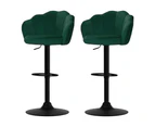 Artiss 2x Bar Stools Gas Lift Velvet Green