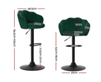 Artiss 2x Bar Stools Gas Lift Velvet Green