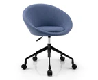 Giantex Modern Home Office Chair Sponge Cushion & Linen Fabric Adjustable Swivel Chair for Office Study Bedroom, Blue