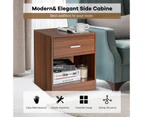 Giantex 2-tier Modern Nightstand Wooden Bedside Table w/Drawer Storage End Table for Bedroom Living Room Brown