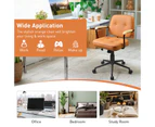 Giantex Office Chair Swivel Leisure Desk Chairs Hight Adjustable Ergonomic Computer Armchair PU Leather Seat Work Study Adult, Orange