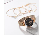 5pc/set Luxury Brand Women Watches Starry Sky Magnet Watch Buckle Fashion Bracelet Wristwatch Roman Numeral Simple Clock Gift - Purple