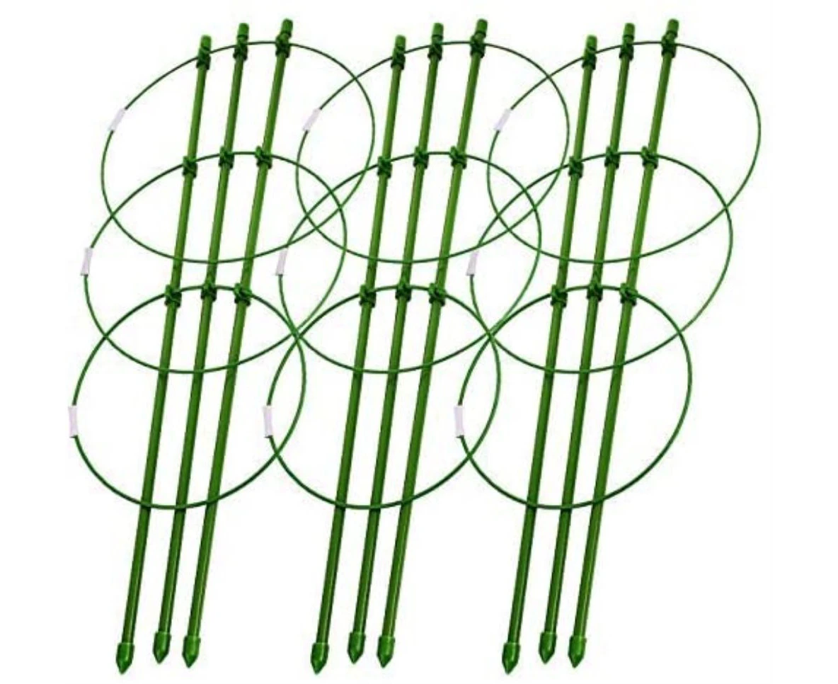 Plant Support Cages 18 Inches Plant Cages with 3 Adjustable Rings, Pack of 3 (18")$3 Pack Plant Ring Support for Potted Plants, Round Plant Suppo