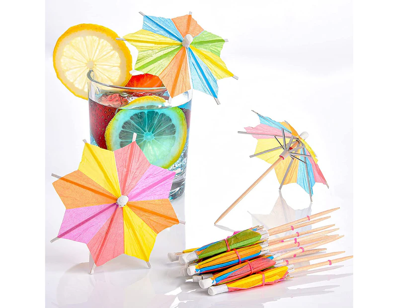 144 pcs Umbrella Cocktail Drink Picks - Assorted Tropical Colors Party Toothpicks,Umbrella Drink Picks Octagonal Star-Shaped
